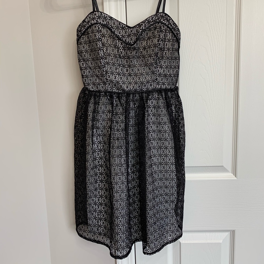 NWT black lace over white dress